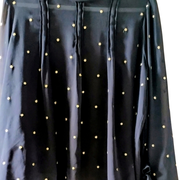 Ann Taylor Women's Sheer Black with Gold Foil Polka Dots Blouse Sz L - Picture 11 of 11